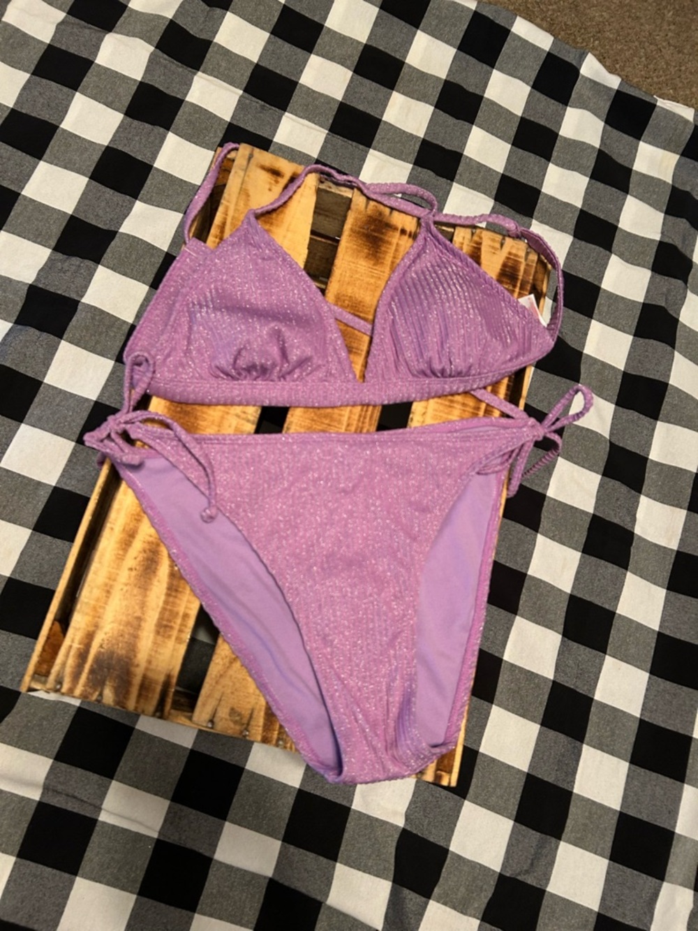 Xhilaration Lavender Sparkle Triangle Bikini Set